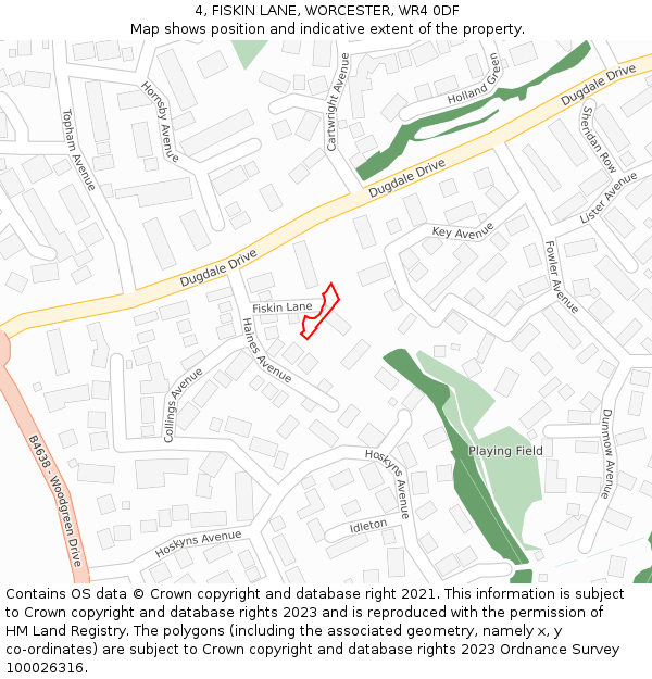 4, FISKIN LANE, WORCESTER, WR4 0DF: Location map and indicative extent of plot