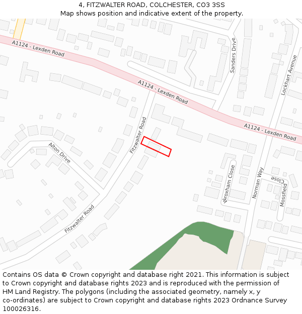 4, FITZWALTER ROAD, COLCHESTER, CO3 3SS: Location map and indicative extent of plot