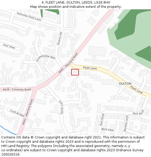 4, FLEET LANE, OULTON, LEEDS, LS26 8HX: Location map and indicative extent of plot