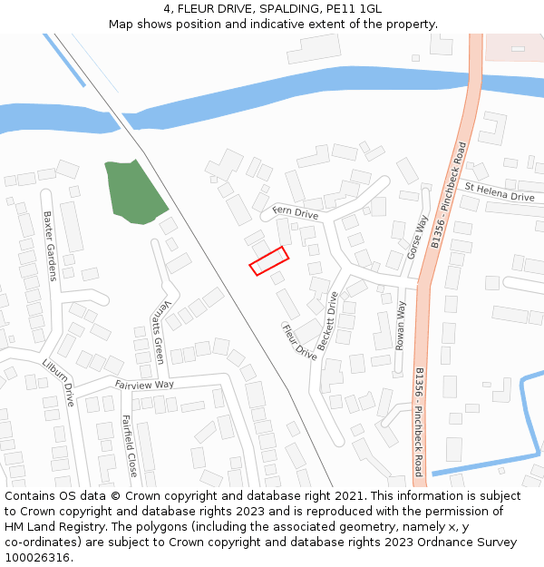 4, FLEUR DRIVE, SPALDING, PE11 1GL: Location map and indicative extent of plot