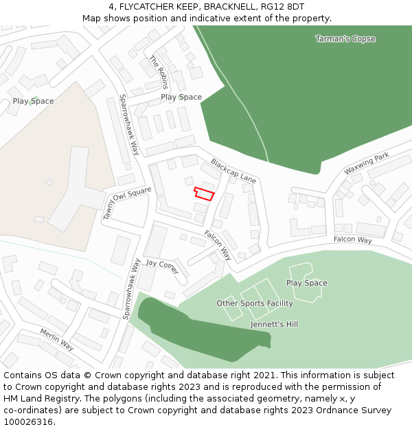 4, FLYCATCHER KEEP, BRACKNELL, RG12 8DT: Location map and indicative extent of plot