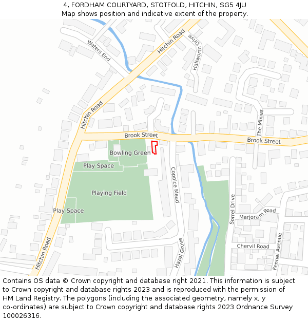 4, FORDHAM COURTYARD, STOTFOLD, HITCHIN, SG5 4JU: Location map and indicative extent of plot