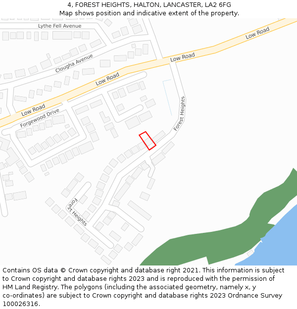 4, FOREST HEIGHTS, HALTON, LANCASTER, LA2 6FG: Location map and indicative extent of plot