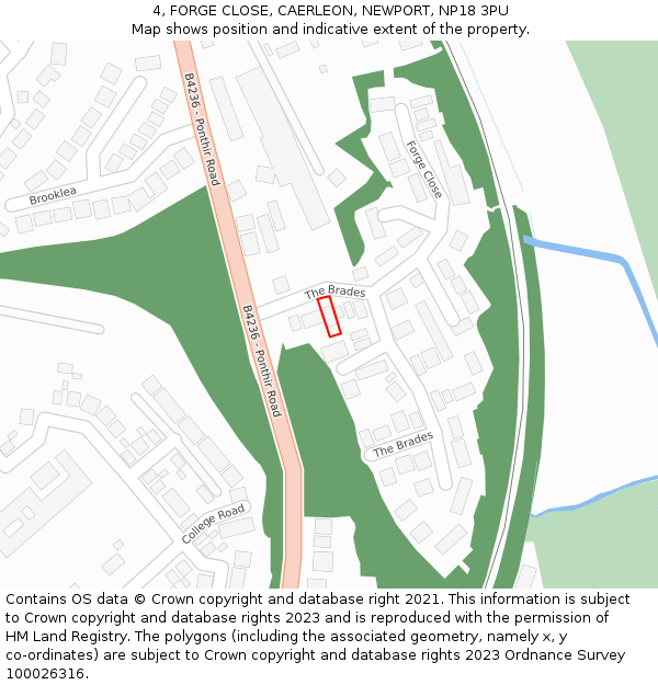 4, FORGE CLOSE, CAERLEON, NEWPORT, NP18 3PU: Location map and indicative extent of plot