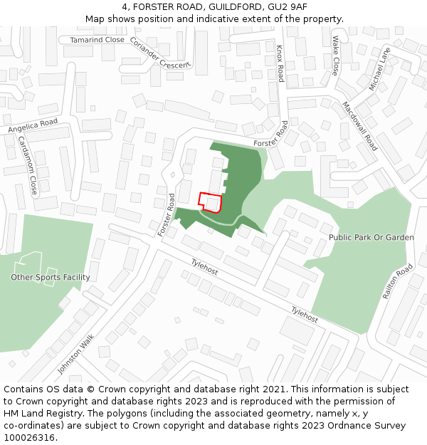 4, FORSTER ROAD, GUILDFORD, GU2 9AF: Location map and indicative extent of plot