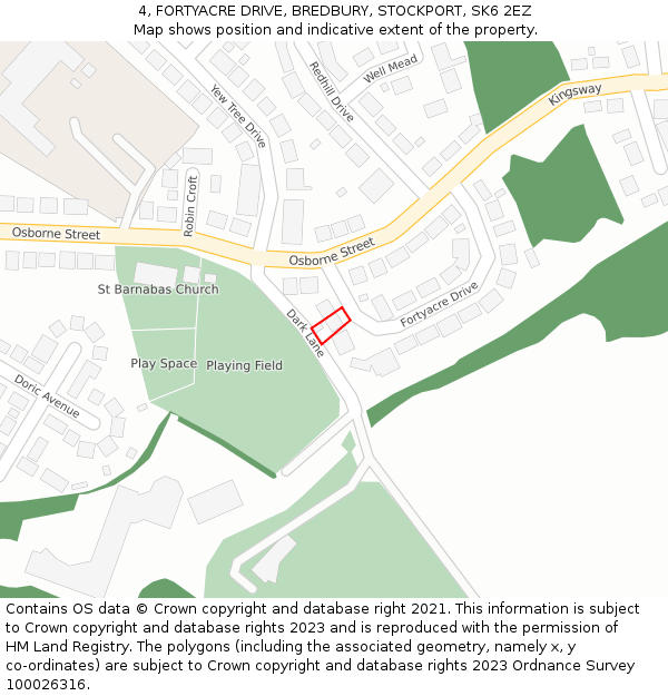 4, FORTYACRE DRIVE, BREDBURY, STOCKPORT, SK6 2EZ: Location map and indicative extent of plot