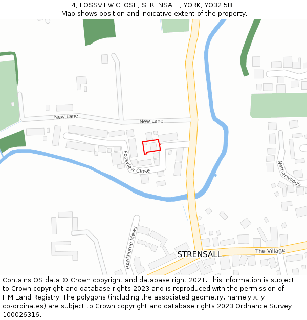 4, FOSSVIEW CLOSE, STRENSALL, YORK, YO32 5BL: Location map and indicative extent of plot