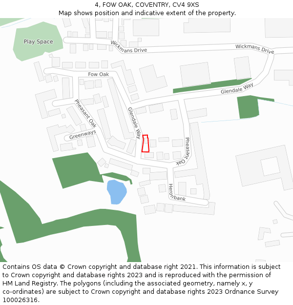 4, FOW OAK, COVENTRY, CV4 9XS: Location map and indicative extent of plot