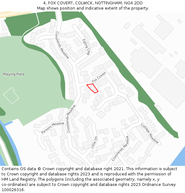 4, FOX COVERT, COLWICK, NOTTINGHAM, NG4 2DD: Location map and indicative extent of plot