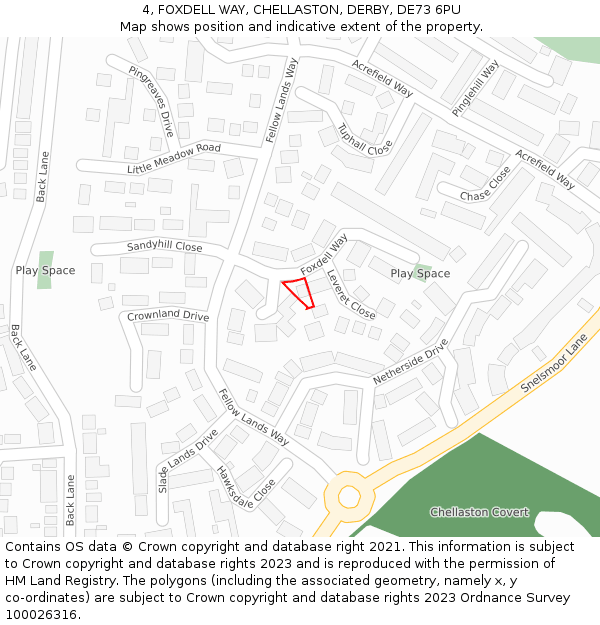 4, FOXDELL WAY, CHELLASTON, DERBY, DE73 6PU: Location map and indicative extent of plot