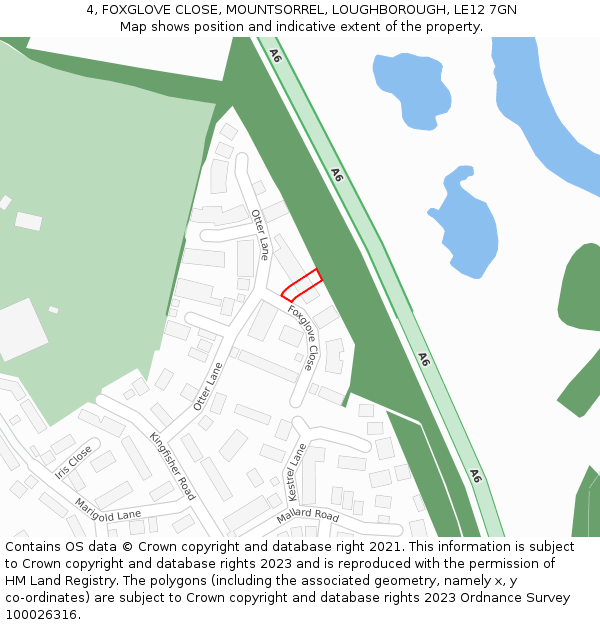 4, FOXGLOVE CLOSE, MOUNTSORREL, LOUGHBOROUGH, LE12 7GN: Location map and indicative extent of plot