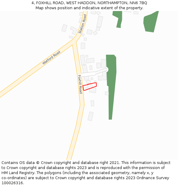 4, FOXHILL ROAD, WEST HADDON, NORTHAMPTON, NN6 7BQ: Location map and indicative extent of plot