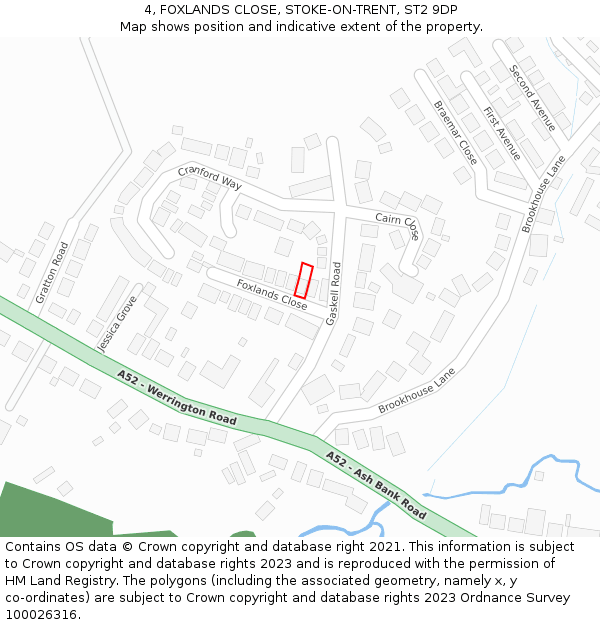 4, FOXLANDS CLOSE, STOKE-ON-TRENT, ST2 9DP: Location map and indicative extent of plot