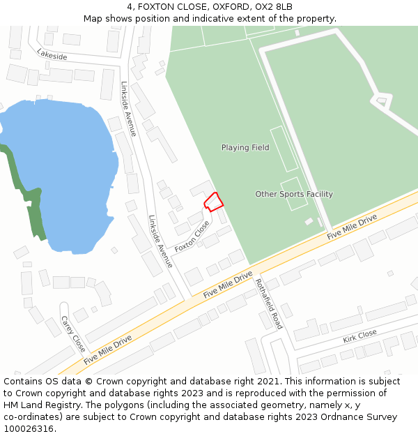 4, FOXTON CLOSE, OXFORD, OX2 8LB: Location map and indicative extent of plot