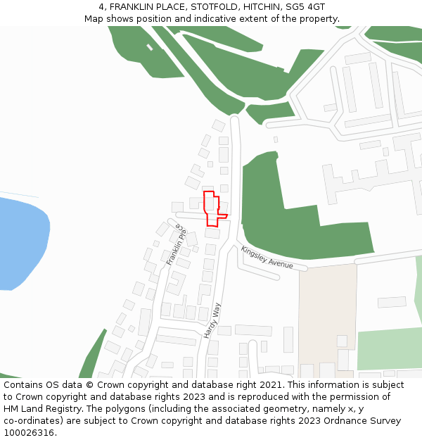 4, FRANKLIN PLACE, STOTFOLD, HITCHIN, SG5 4GT: Location map and indicative extent of plot