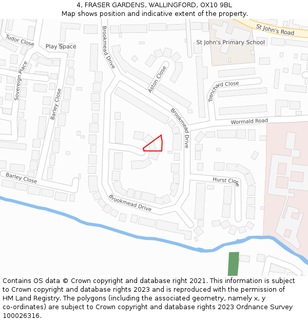 4, FRASER GARDENS, WALLINGFORD, OX10 9BL: Location map and indicative extent of plot