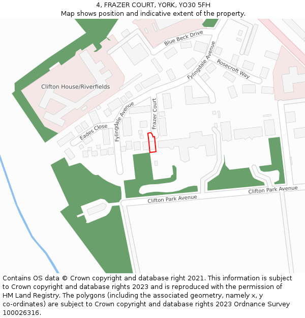 4, FRAZER COURT, YORK, YO30 5FH: Location map and indicative extent of plot