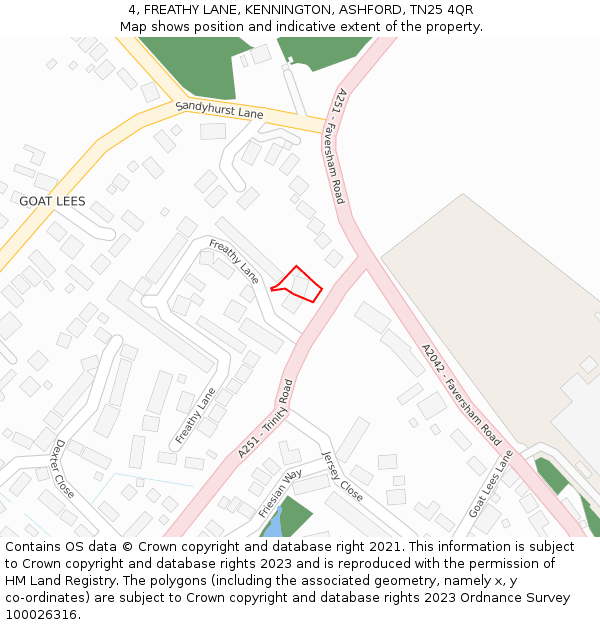 4, FREATHY LANE, KENNINGTON, ASHFORD, TN25 4QR: Location map and indicative extent of plot