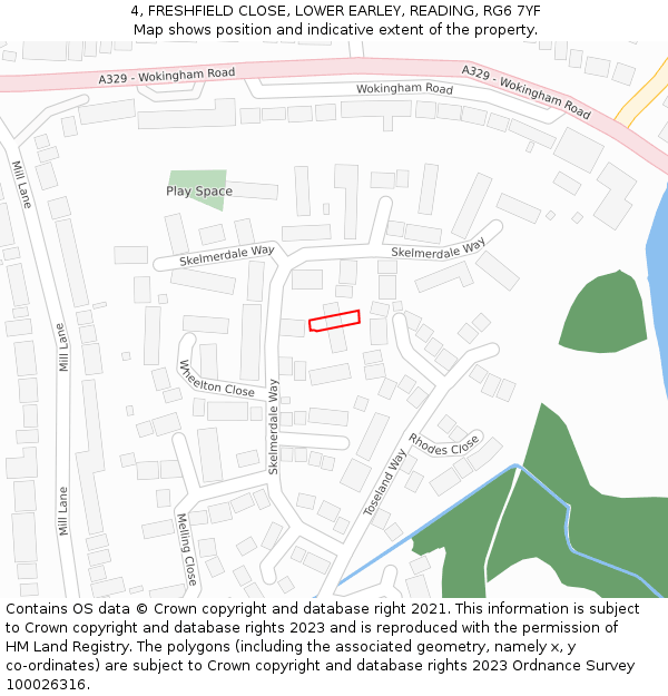 4, FRESHFIELD CLOSE, LOWER EARLEY, READING, RG6 7YF: Location map and indicative extent of plot