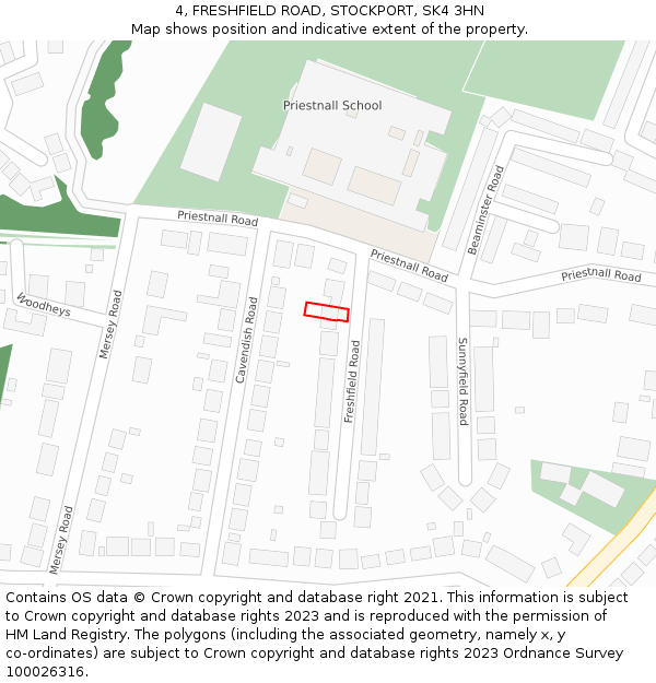 4, FRESHFIELD ROAD, STOCKPORT, SK4 3HN: Location map and indicative extent of plot