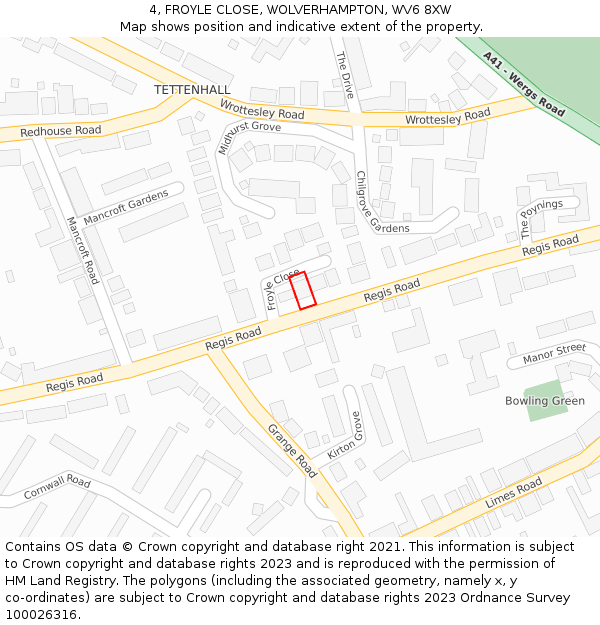 4, FROYLE CLOSE, WOLVERHAMPTON, WV6 8XW: Location map and indicative extent of plot