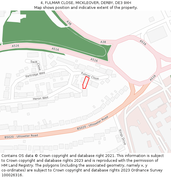 4, FULMAR CLOSE, MICKLEOVER, DERBY, DE3 9XH: Location map and indicative extent of plot