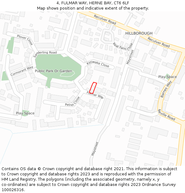 4, FULMAR WAY, HERNE BAY, CT6 6LF: Location map and indicative extent of plot