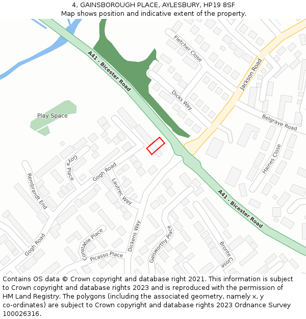 4, GAINSBOROUGH PLACE, AYLESBURY, HP19 8SF: Location map and indicative extent of plot