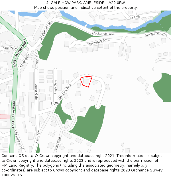 4, GALE HOW PARK, AMBLESIDE, LA22 0BW: Location map and indicative extent of plot