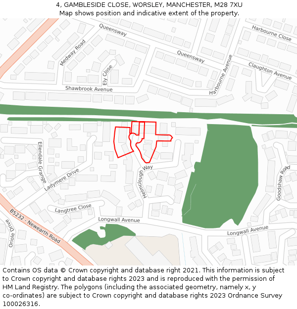 4, GAMBLESIDE CLOSE, WORSLEY, MANCHESTER, M28 7XU: Location map and indicative extent of plot