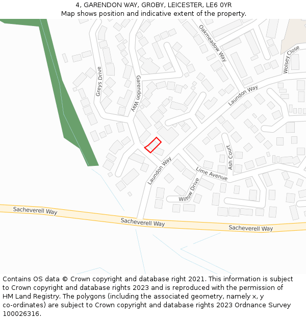 4, GARENDON WAY, GROBY, LEICESTER, LE6 0YR: Location map and indicative extent of plot
