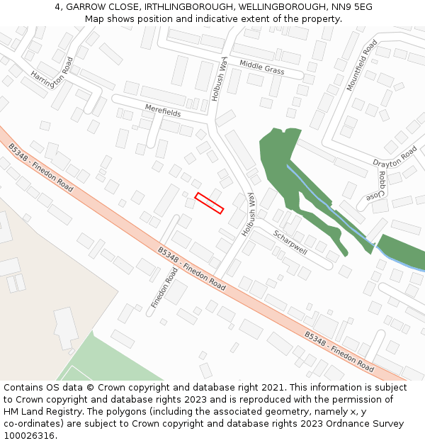 4, GARROW CLOSE, IRTHLINGBOROUGH, WELLINGBOROUGH, NN9 5EG: Location map and indicative extent of plot