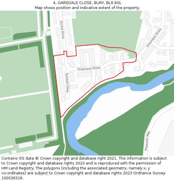 4, GARSDALE CLOSE, BURY, BL9 9GL: Location map and indicative extent of plot