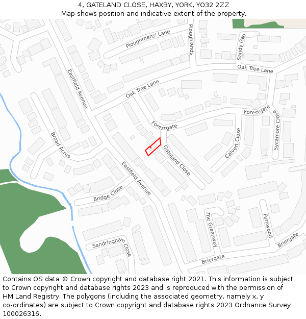 4, GATELAND CLOSE, HAXBY, YORK, YO32 2ZZ: Location map and indicative extent of plot