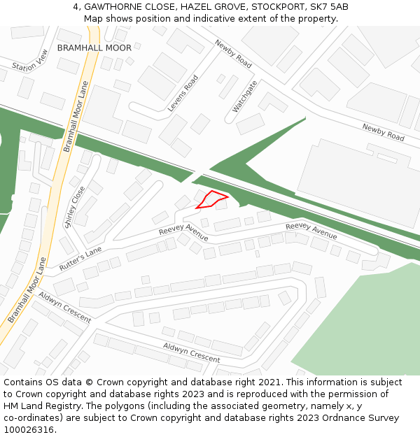 4, GAWTHORNE CLOSE, HAZEL GROVE, STOCKPORT, SK7 5AB: Location map and indicative extent of plot