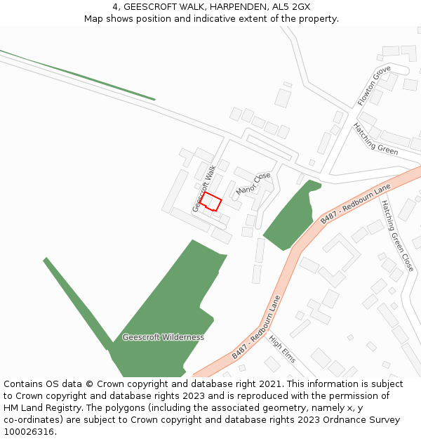 4, GEESCROFT WALK, HARPENDEN, AL5 2GX: Location map and indicative extent of plot