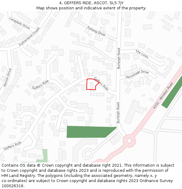 4, GEFFERS RIDE, ASCOT, SL5 7JY: Location map and indicative extent of plot