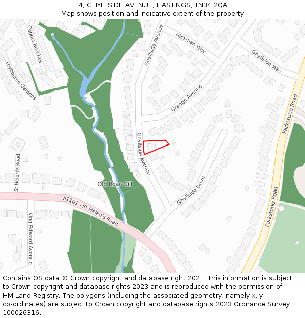 4, GHYLLSIDE AVENUE, HASTINGS, TN34 2QA: Location map and indicative extent of plot