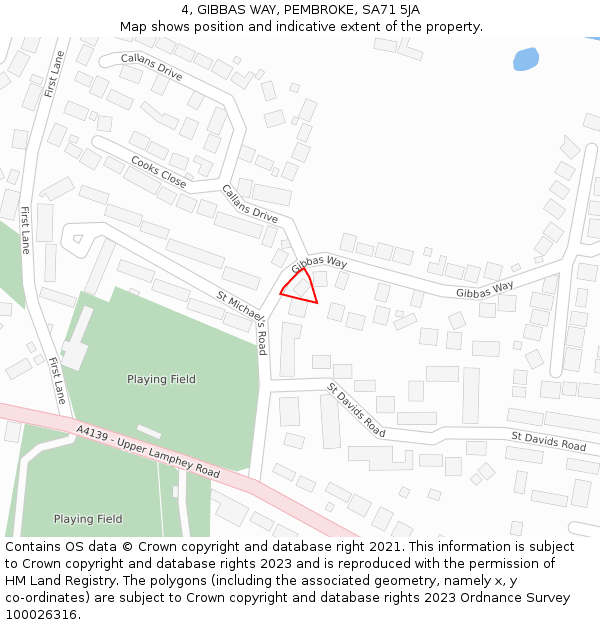 4, GIBBAS WAY, PEMBROKE, SA71 5JA: Location map and indicative extent of plot