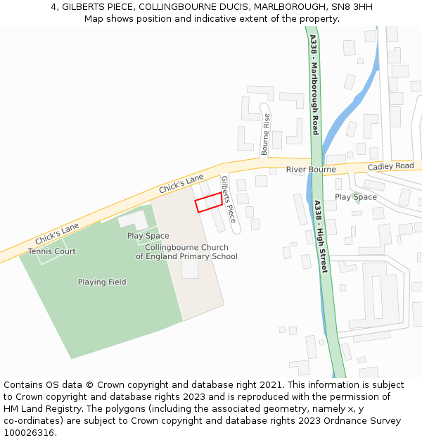 4, GILBERTS PIECE, COLLINGBOURNE DUCIS, MARLBOROUGH, SN8 3HH: Location map and indicative extent of plot