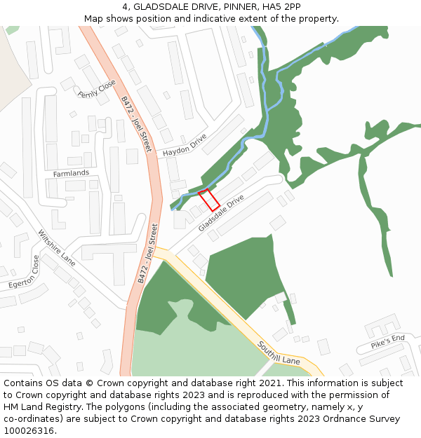 4, GLADSDALE DRIVE, PINNER, HA5 2PP: Location map and indicative extent of plot