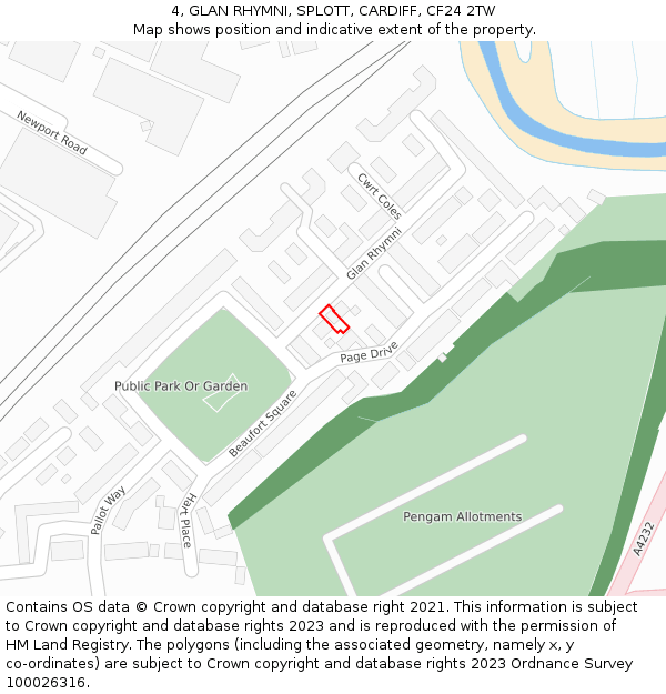 4, GLAN RHYMNI, SPLOTT, CARDIFF, CF24 2TW: Location map and indicative extent of plot