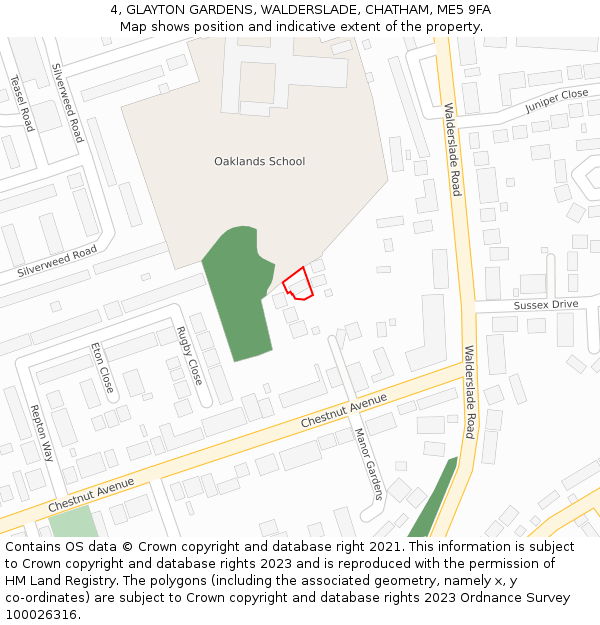 4, GLAYTON GARDENS, WALDERSLADE, CHATHAM, ME5 9FA: Location map and indicative extent of plot