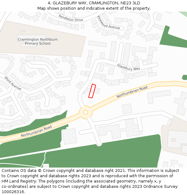 4, GLAZEBURY WAY, CRAMLINGTON, NE23 3LD: Location map and indicative extent of plot