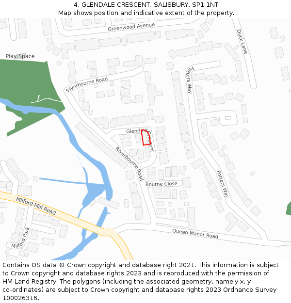 4, GLENDALE CRESCENT, SALISBURY, SP1 1NT: Location map and indicative extent of plot