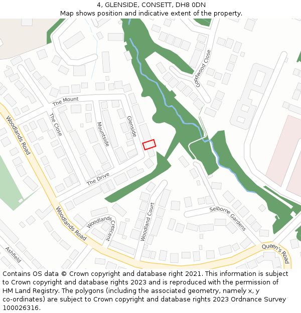 4, GLENSIDE, CONSETT, DH8 0DN: Location map and indicative extent of plot