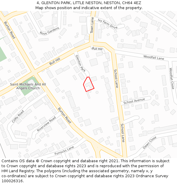 4, GLENTON PARK, LITTLE NESTON, NESTON, CH64 4EZ: Location map and indicative extent of plot