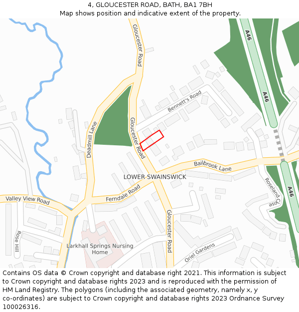 4, GLOUCESTER ROAD, BATH, BA1 7BH: Location map and indicative extent of plot