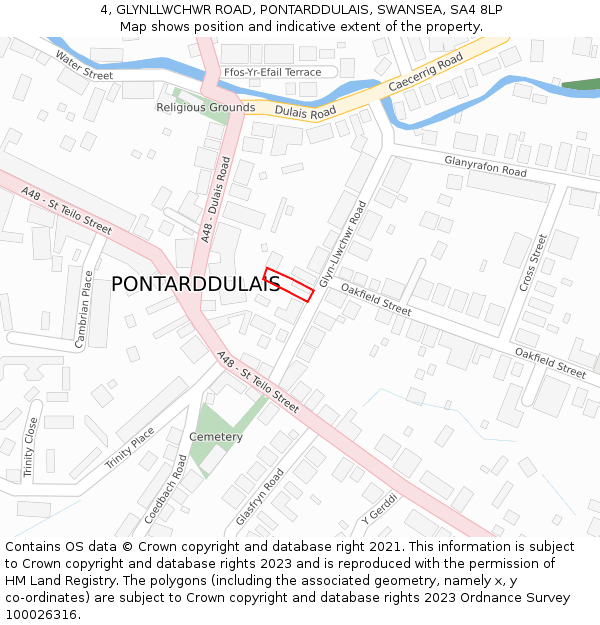 4, GLYNLLWCHWR ROAD, PONTARDDULAIS, SWANSEA, SA4 8LP: Location map and indicative extent of plot