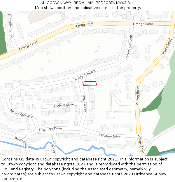 4, GODWIN WAY, BROMHAM, BEDFORD, MK43 8JH: Location map and indicative extent of plot